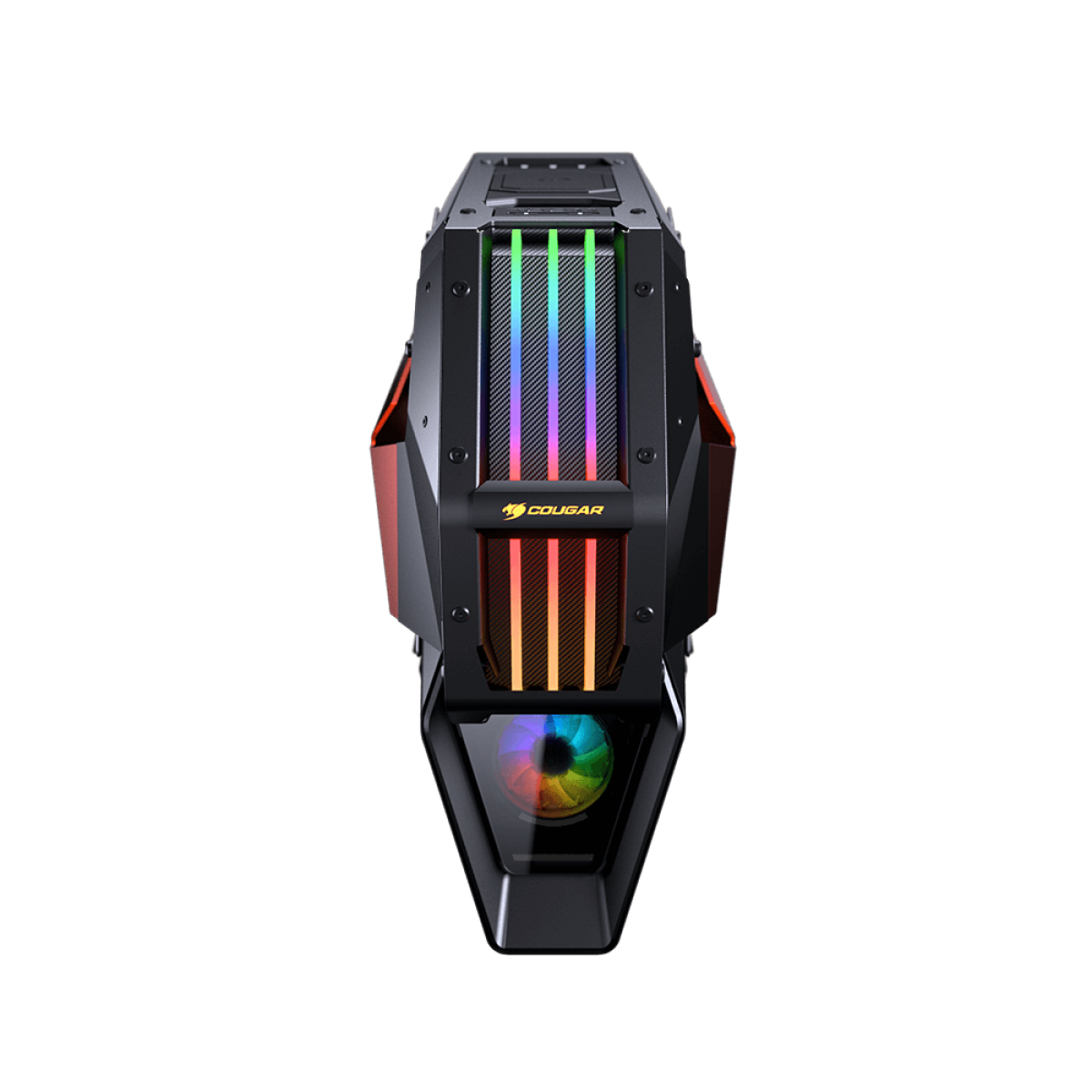 Gabinete Gamer Cougar Conquer 2, Full Tower, RGB, Vidro Temperado, Black/Orange, ATX, Sem Fonte, Com 1 Fan, 109CM10001-02
