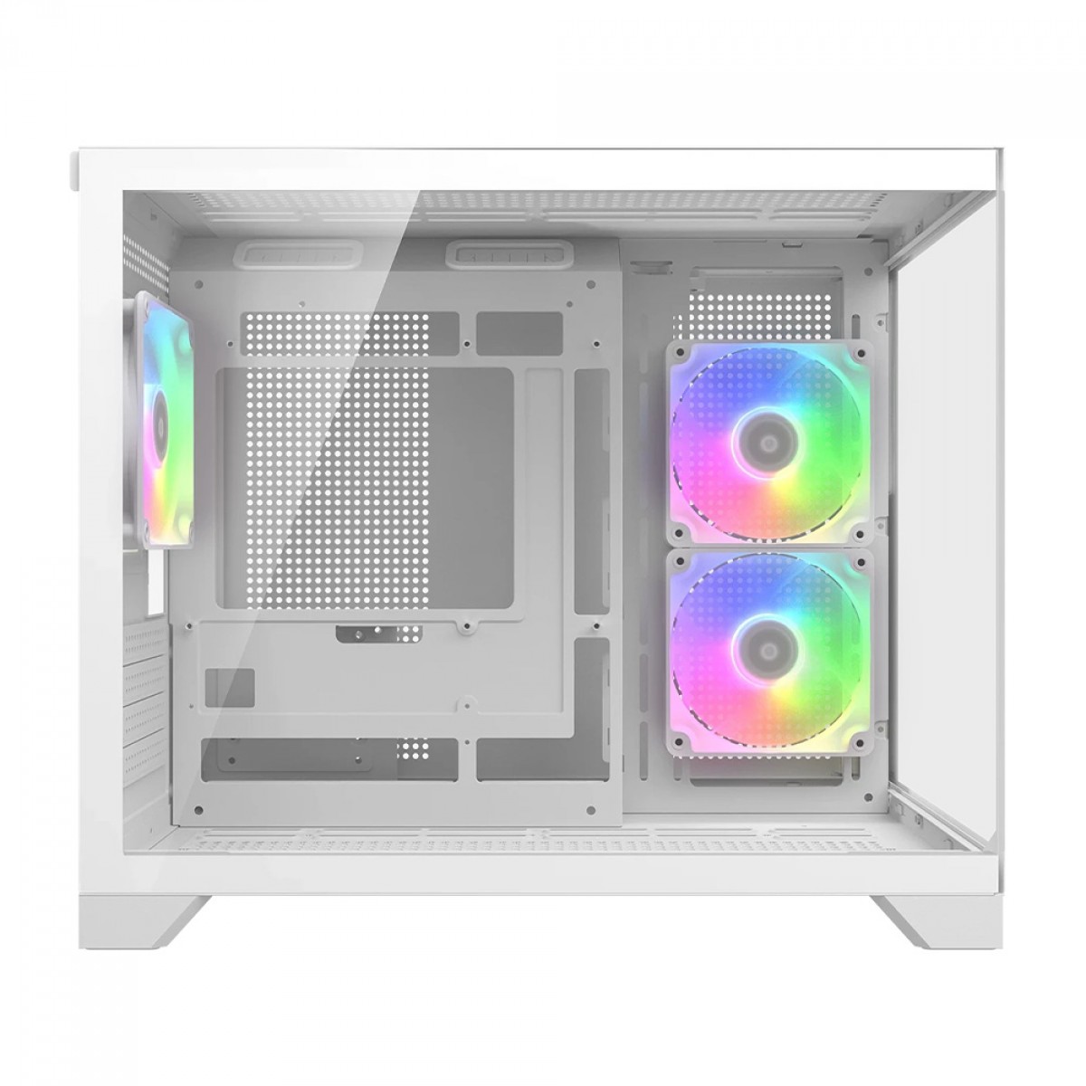 Gabinete Gamer Cougar FV150 Mini RGB, Mini Tower, Vidro Temperado, MATX, Com 3 Fans, Branco, 382QA60.0002