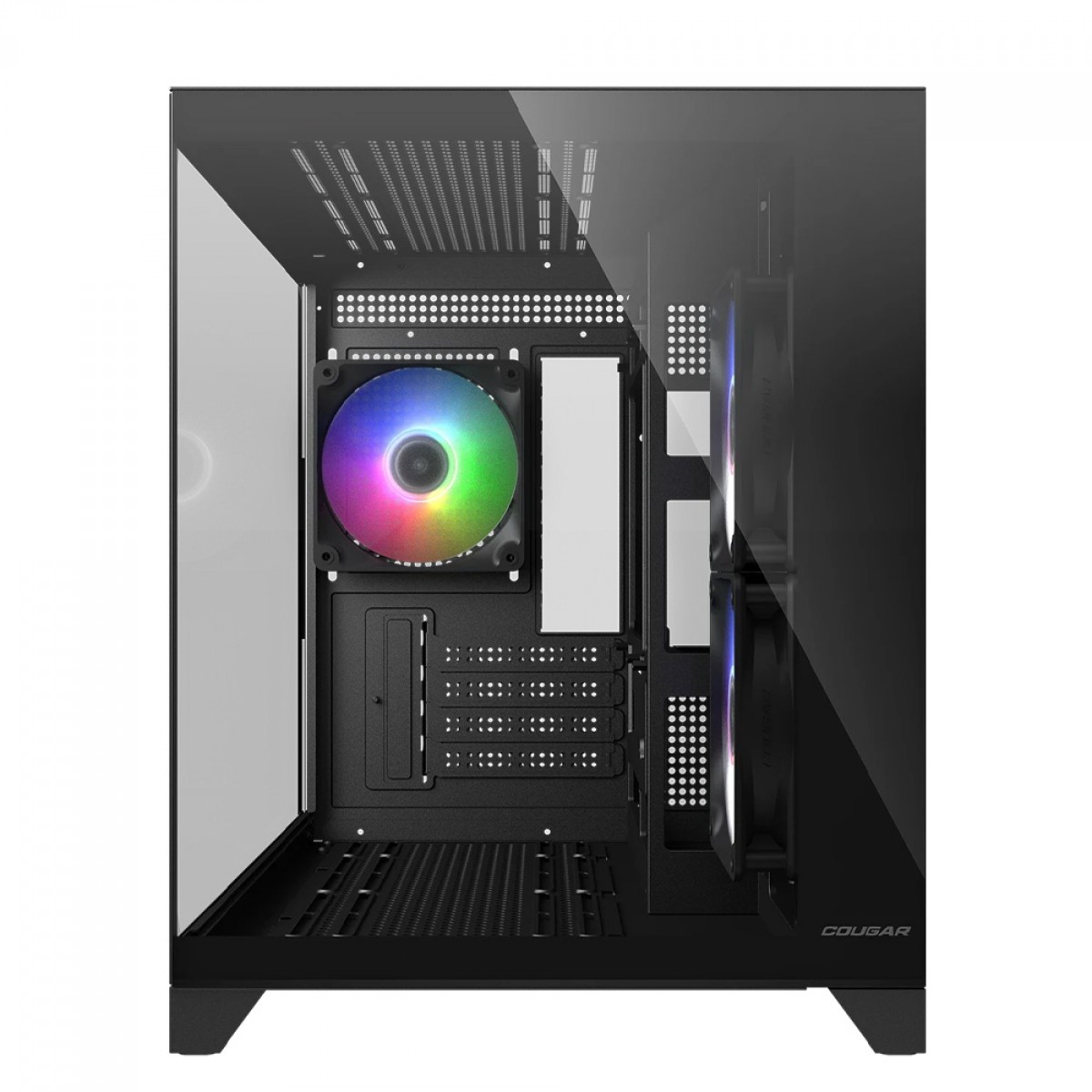 Gabinete Gamer Cougar FV150 Mini RGB, Mini Tower, Vidro Temperado, MATX, Com 3 Fans, Preto, 382QA60.0001