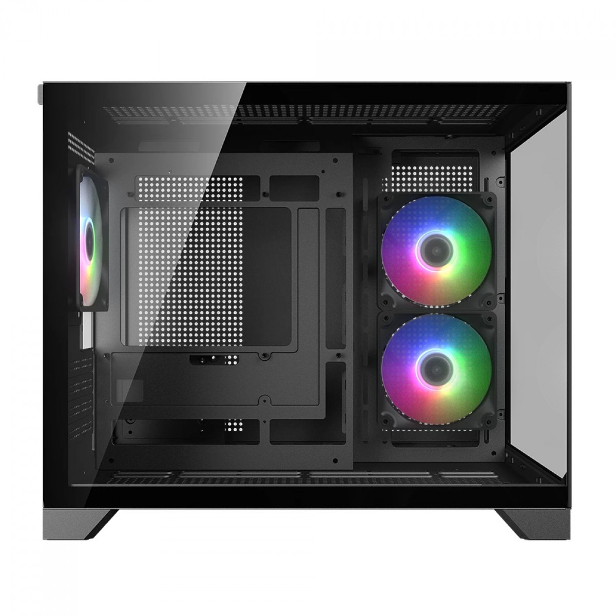 Gabinete Gamer Cougar FV150 Mini RGB, Mini Tower, Vidro Temperado, MATX, Com 3 Fans, Preto, 382QA60.0001