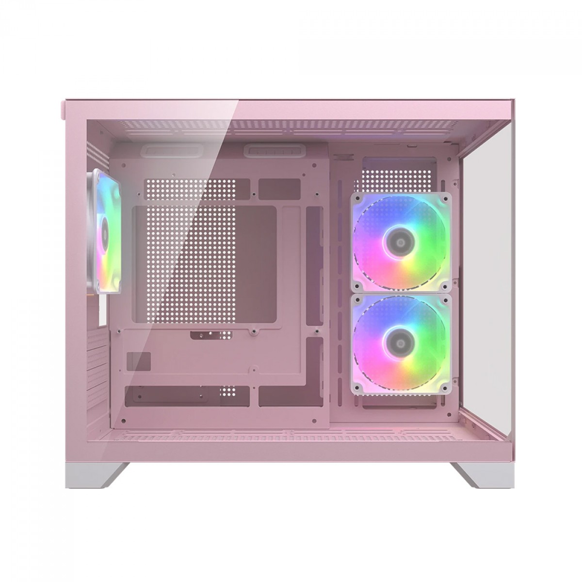 Gabinete Gamer Cougar FV150 Mini RGB, Mini Tower, Vidro Temperado, MATX, Com 3 Fans, Rosa, 382QA60.0004