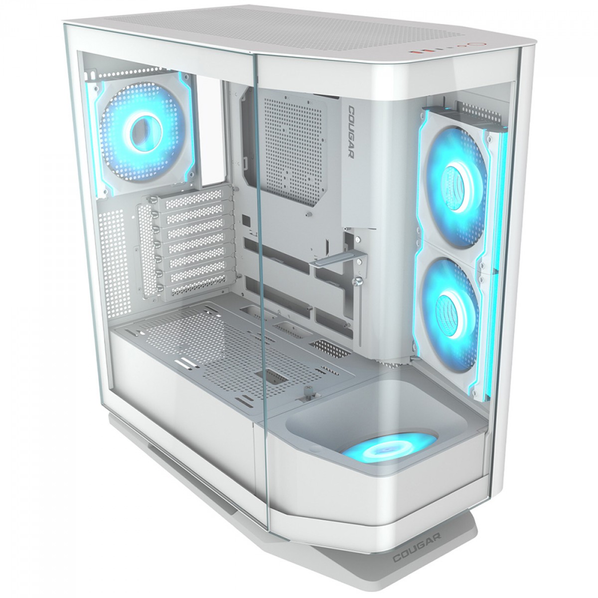 Gabinete Gamer Cougar FV270 White RGB, Mid Tower, Vidro Temperado, EATX, Com 4 Fans, Branco, 3858M60.0006