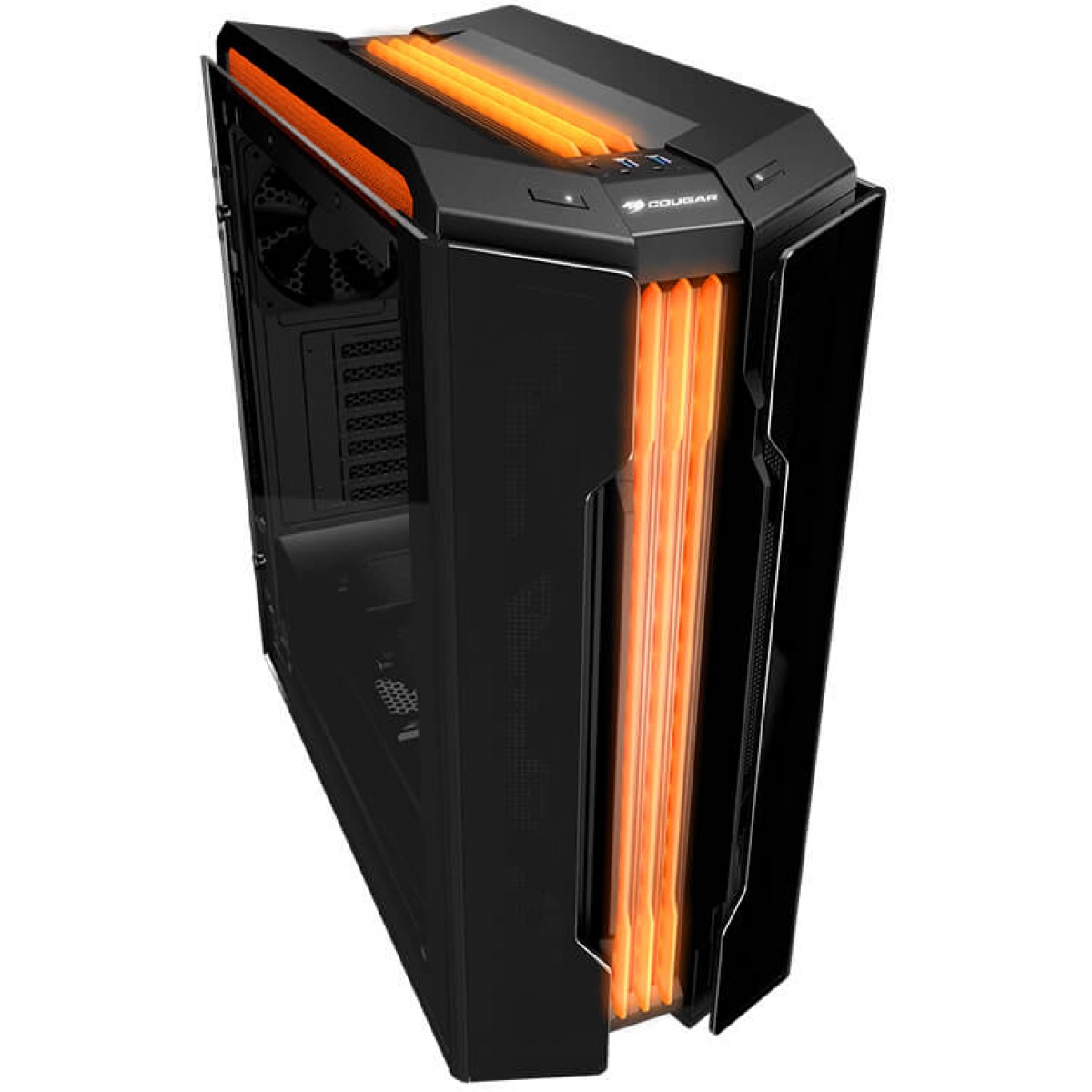 Gabinete Gamer Cougar Gemini T, Mid Tower, Vidro Temperado, Black, Sem Fonte, Com 2 Fans