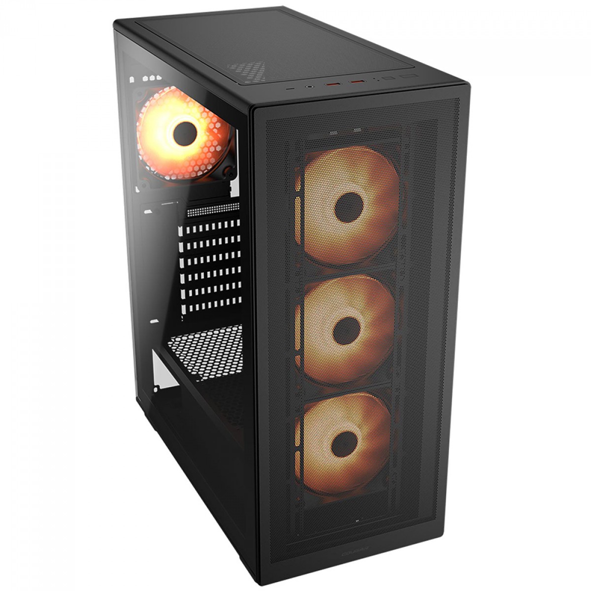 Gabinete Gamer Cougar MX220 RGB, Mid Tower, Vidro Temperado, ATX, Com 4 Fans, Preto, 382AC80.0001