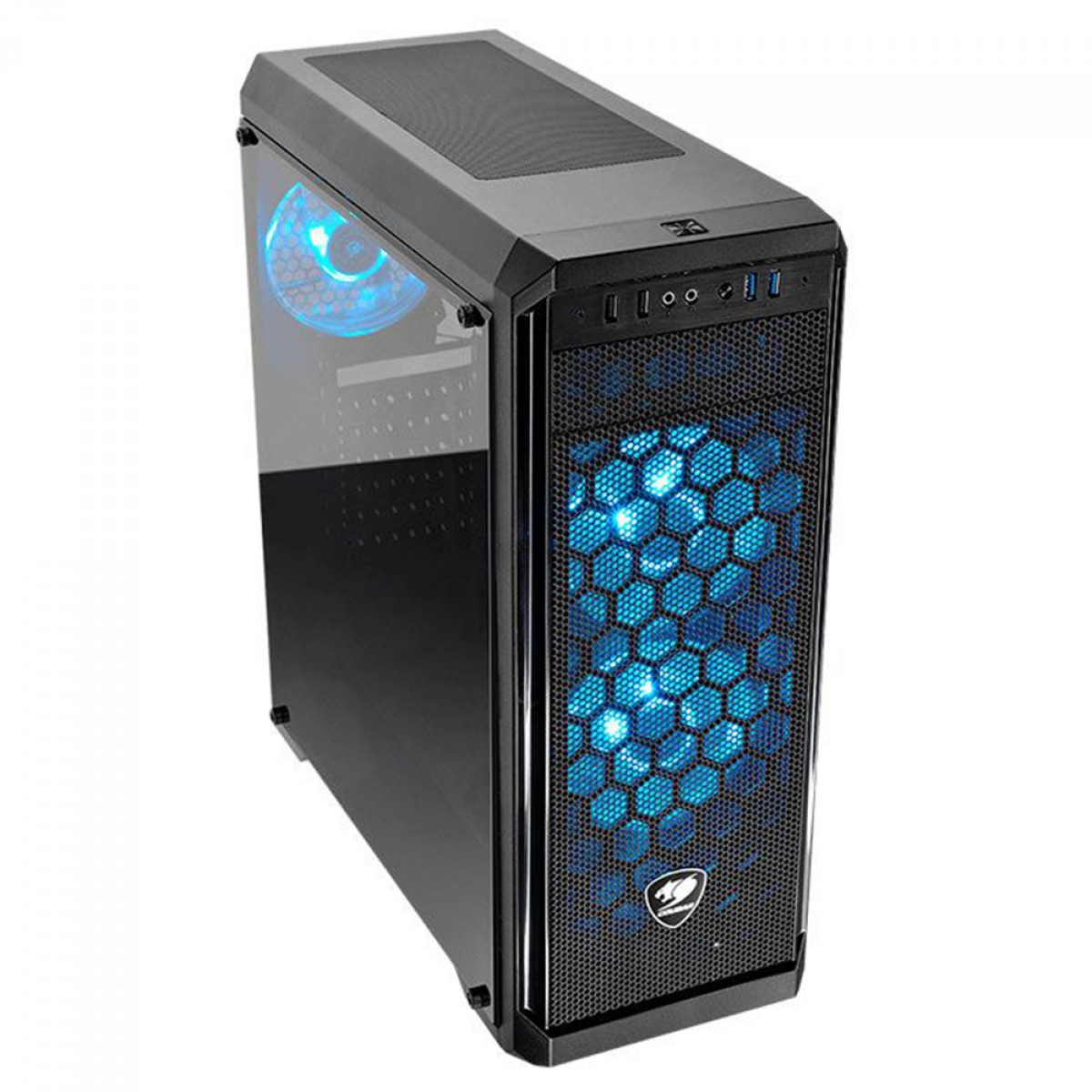 Gabinete Gamer Cougar MX330-G AIR, Mid Tower, Vidro Temperado, ATX, Black, Sem Fonte, Com 3 Fans, 385NC10.0021