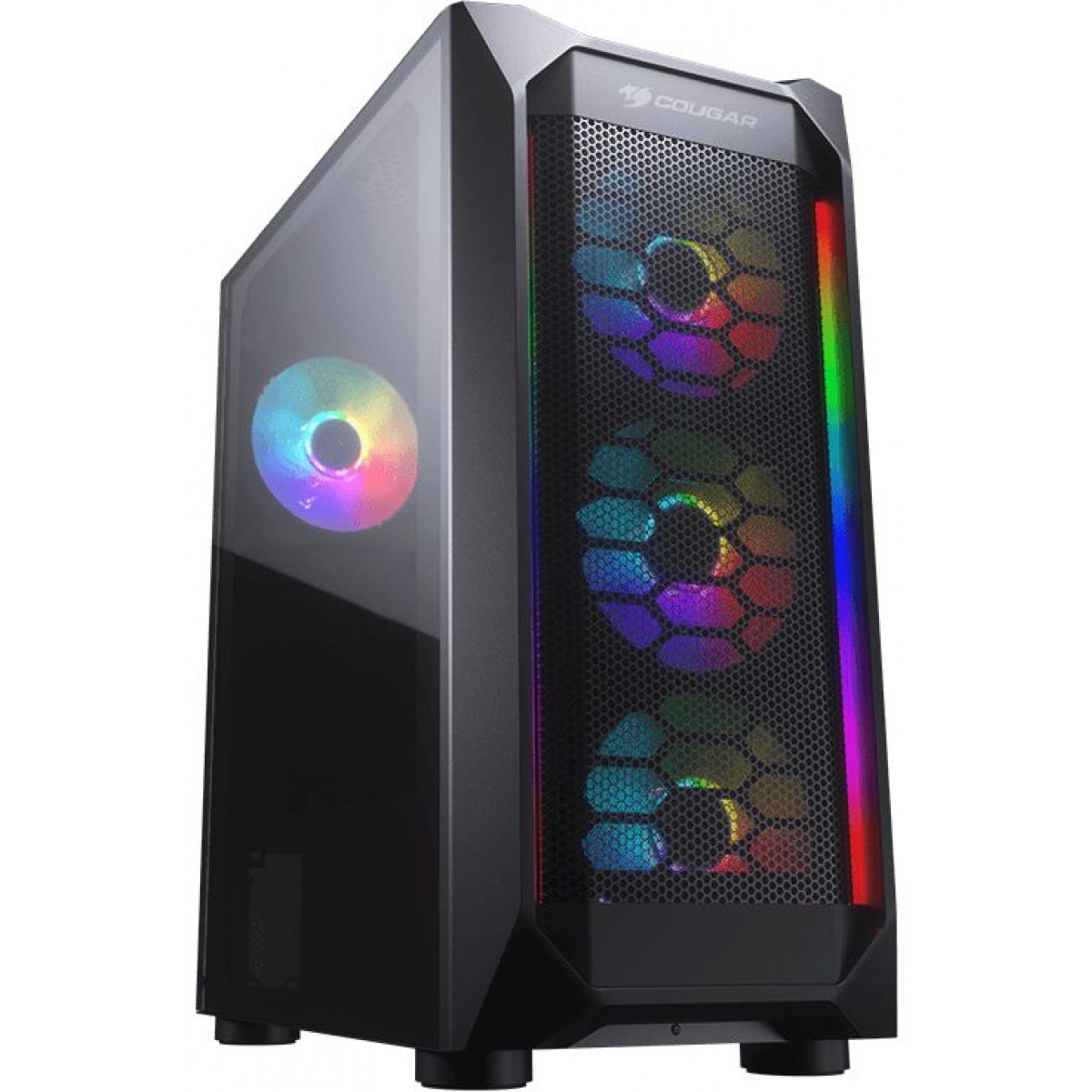Gabinete Gamer Cougar, MX410 Mesh-G RGB, Mid-Tower, Vidro Temperado, Black, Sem Fonte, Com 4 Fans, 385VM70.0004