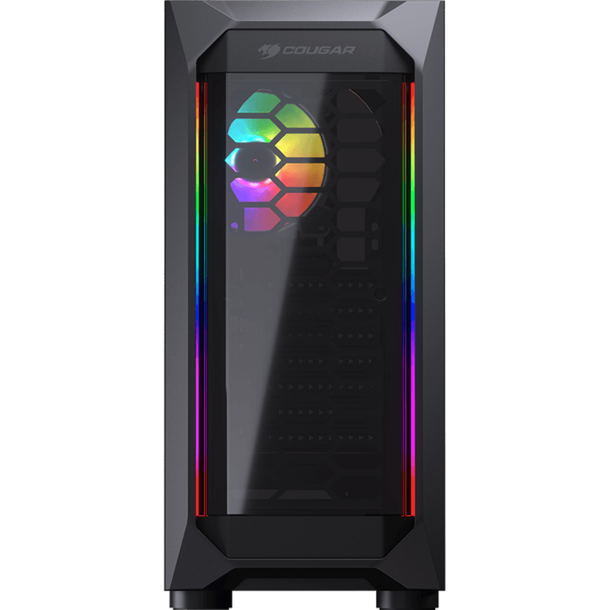 Gabinete Gamer Cougar, MX410-T, Mid-Tower, Vidro Temperado, Black, Sem Fonte, Com 1 Fan