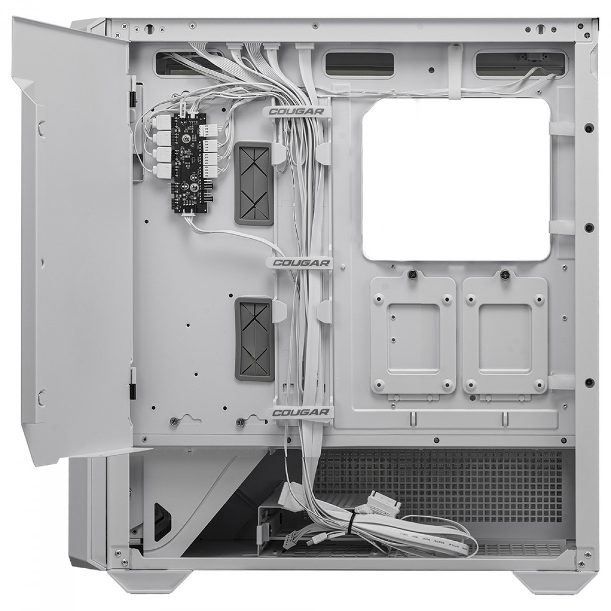 Gabinete Gamer Cougar MX600 RGB White, Full Tower, Vidro Temperado, EATX, Com 4 Fans, Branco, 3857C90.0002