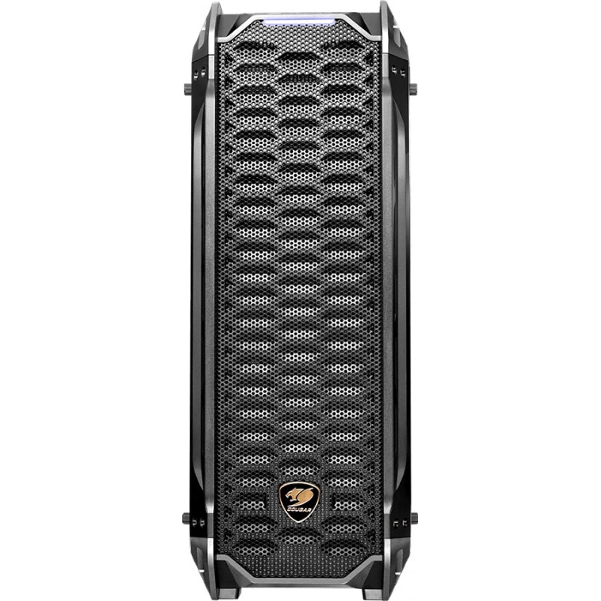 Gabinete Gamer Cougar Panzer-S, Mid Tower, Com 3 Fans, Vidro Temperado, Black, Sem Fonte