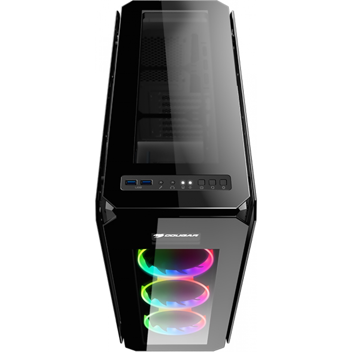 Gabinete Gamer Cougar Puritas RGB, Mid Tower, Com 3 Fans, Vidro Temperado, Black, Sem Fonte