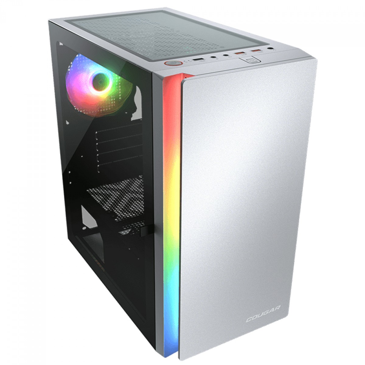 Gabinete Gamer Cougar Purity RGB White, Mini Tower, Vidro Temperado, mATX, Com 1 Fan, Branco, 385PC40.0002