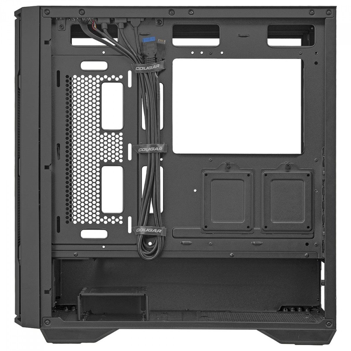 Gabinete Gamer Cougar Uniface, Mid Tower, Vidro Temperado, EATX, Com 2 Fans, Preto, 385C780.0005