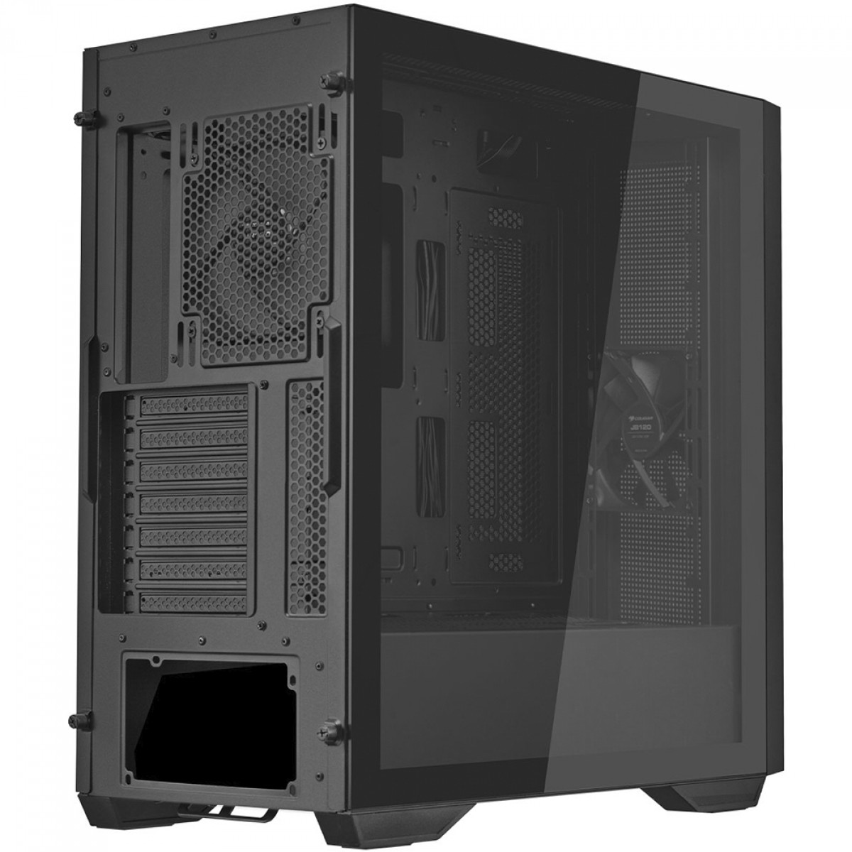 Gabinete Gamer Cougar Uniface, Mid Tower, Vidro Temperado, EATX, Com 2 Fans, Preto, 385C780.0005