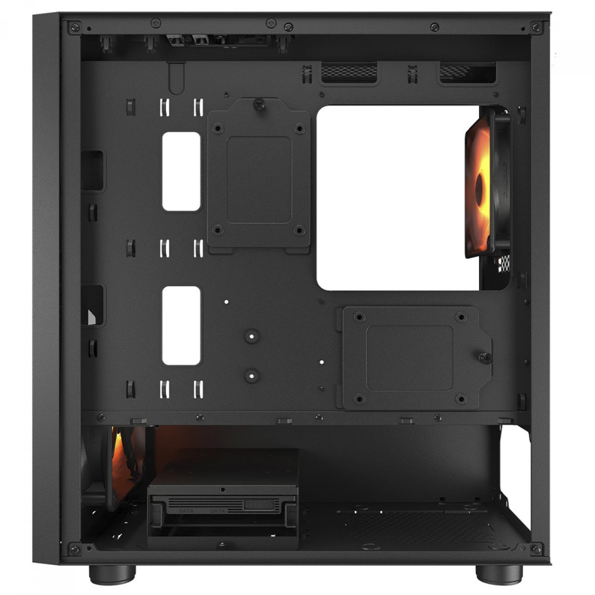 Gabinete Gamer Cougar Uniface Mini RGB, Mini Tower, Vidro Temperado, MATX, Com 3 Fan, Preto, 3855C90.0003
