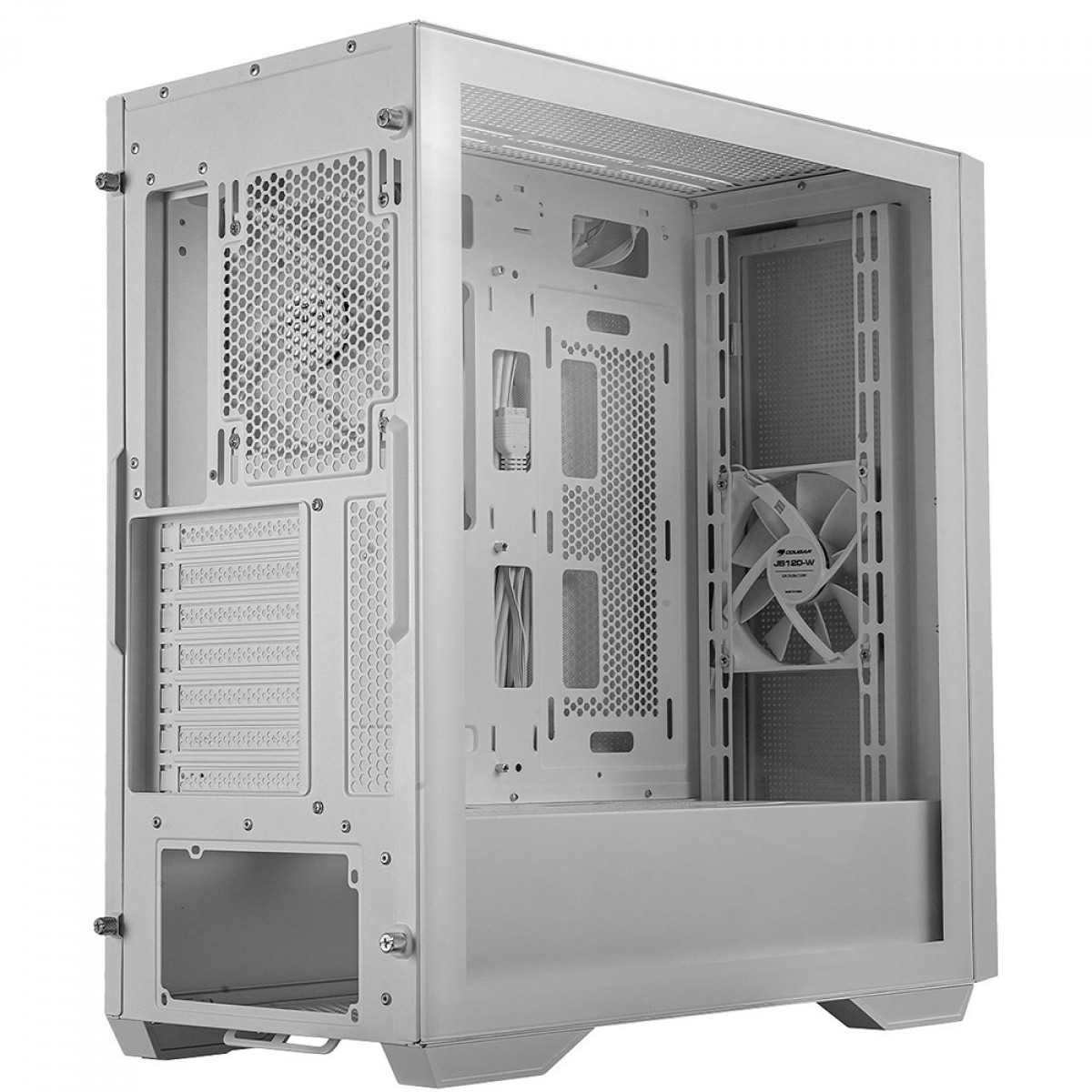 Gabinete Gamer Cougar Uniface White, Mid Tower, Vidro Temperado, EATX, Com 2 Fans, Branco, 385C780.0006