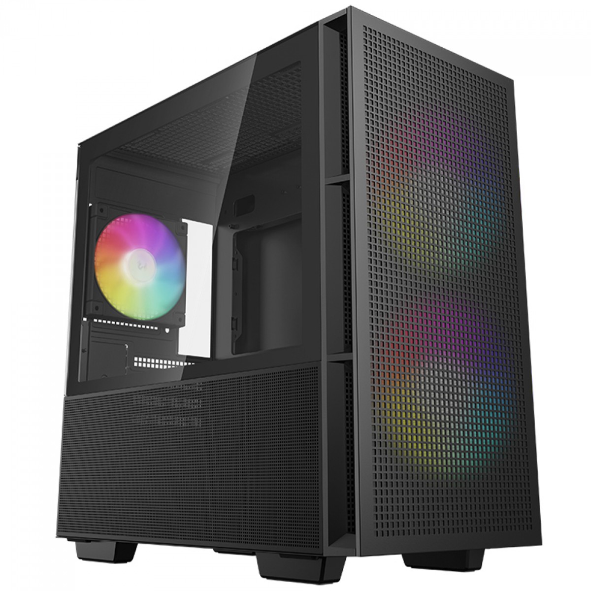 Gabinete Gamer DeepCool CH360, ARGB, Mid Tower, Vidro Temperado, M-ATX, Sem Fonte, Com 3 Fans, Preto, R-CH360-BKAPE3-G-1