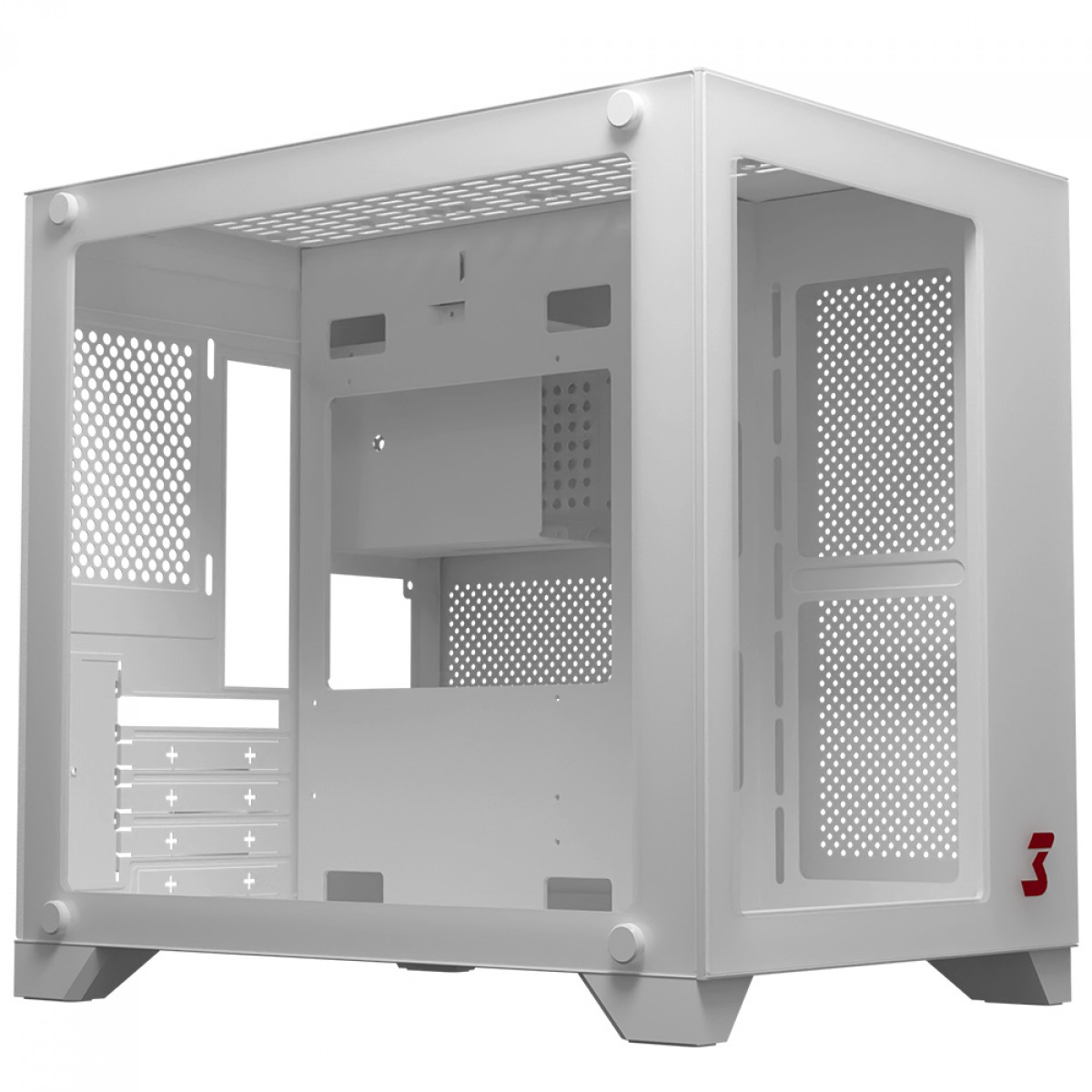 Gabinete Gamer DT3 Hyper White, Mini Tower, Vidro Temperado, MATX, Sem Fan, Branco
