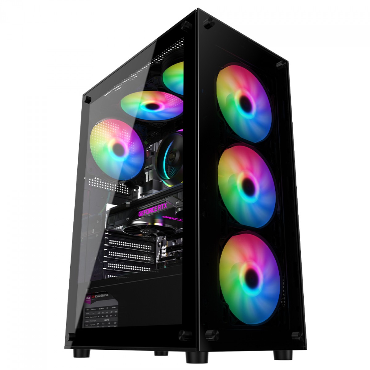 Gabinete Gamer Duex Mid Tower Vidro Temperado Black M Atx Sem