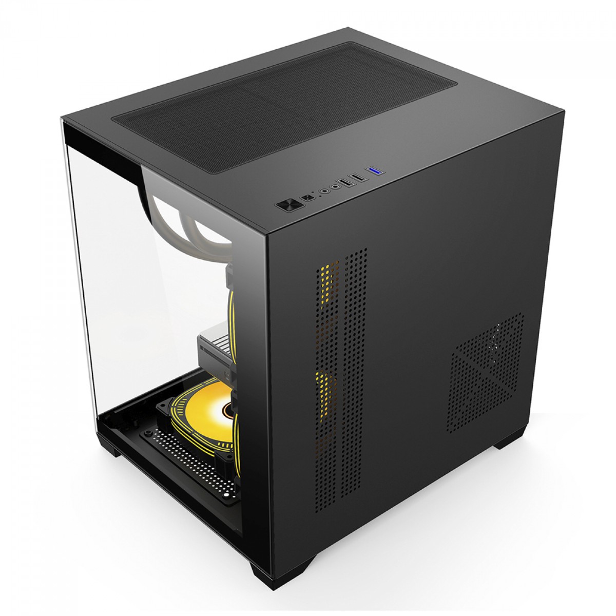 Gabinete Gamer Duex, Mini Tower, Vidro Temperado, M-ATX, Com 3 Fans ARGB, Preto, DXGA275BK ARGB