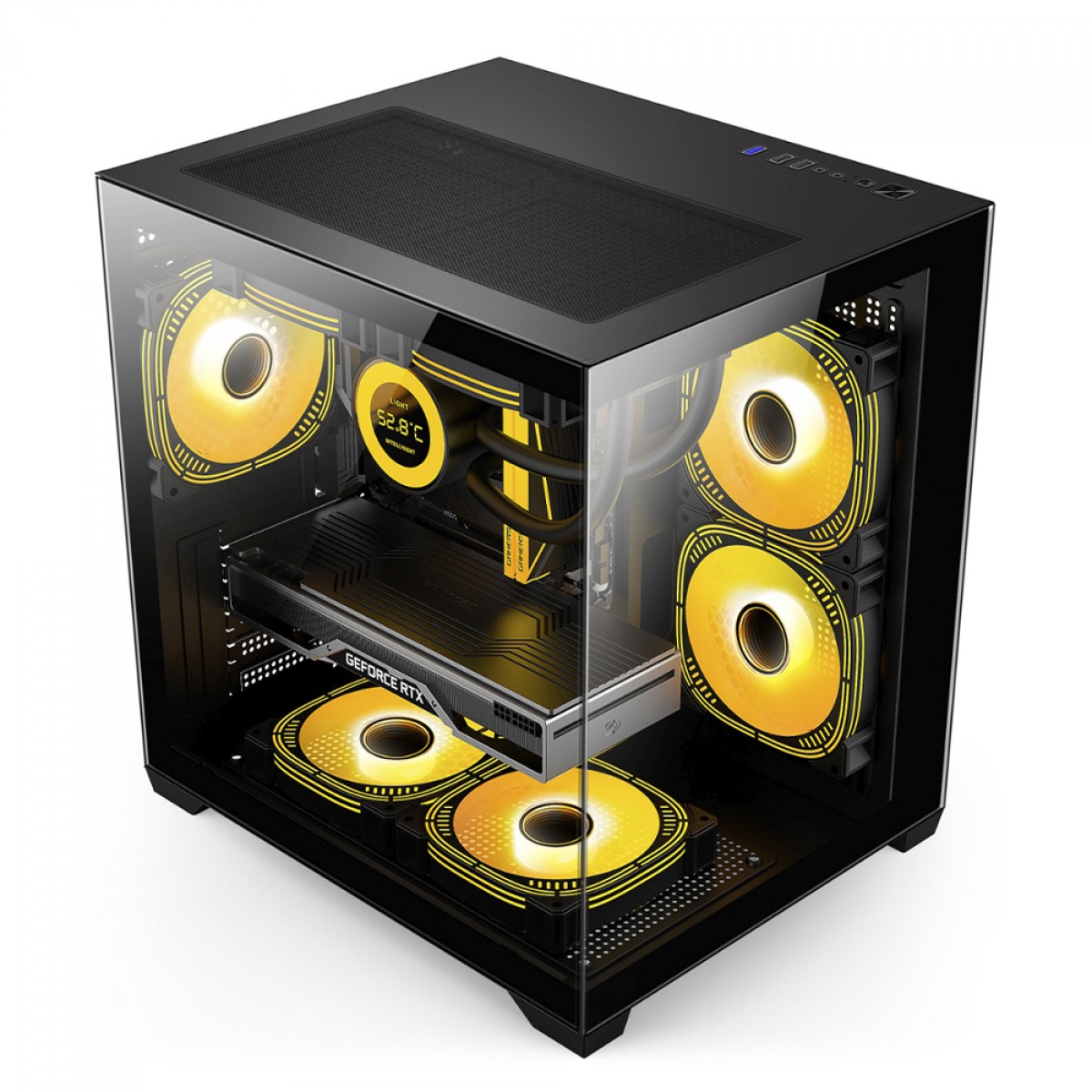 Gabinete Gamer Duex, Mini Tower, Vidro Temperado, M-ATX, Com 3 Fans ARGB, Preto, DXGA275BK ARGB