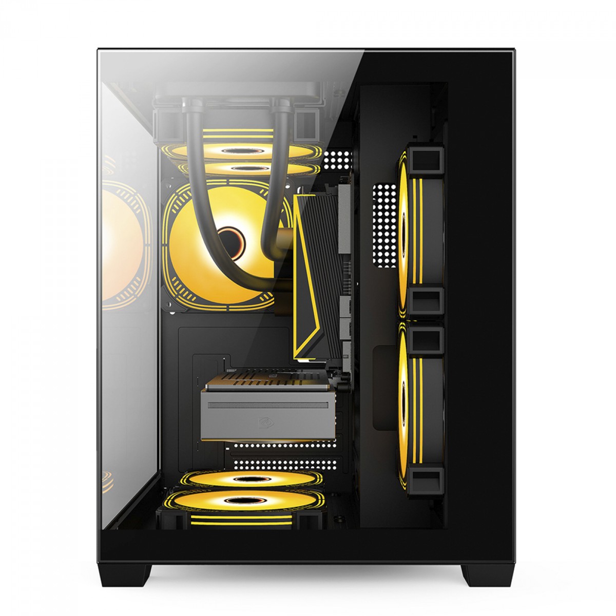 Gabinete Gamer Duex, Mini Tower, Vidro Temperado, M-ATX, Com 3 Fans RGB, Preto, DXGA275BK RGB