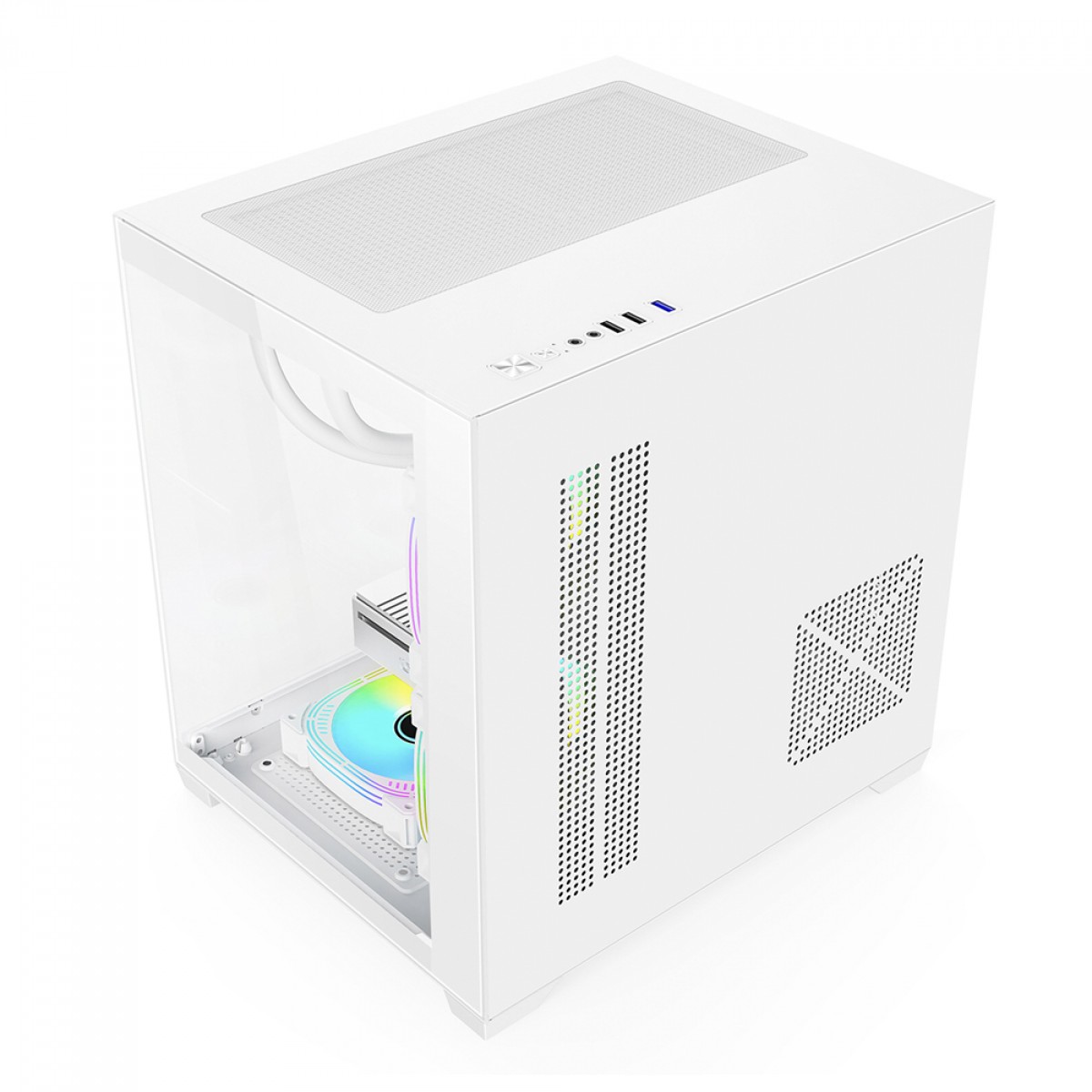 Gabinete Gamer Duex, Mini Tower, Vidro Temperado, M-ATX, Sem Fans, Branco, DXGA275WH S/LOGO 