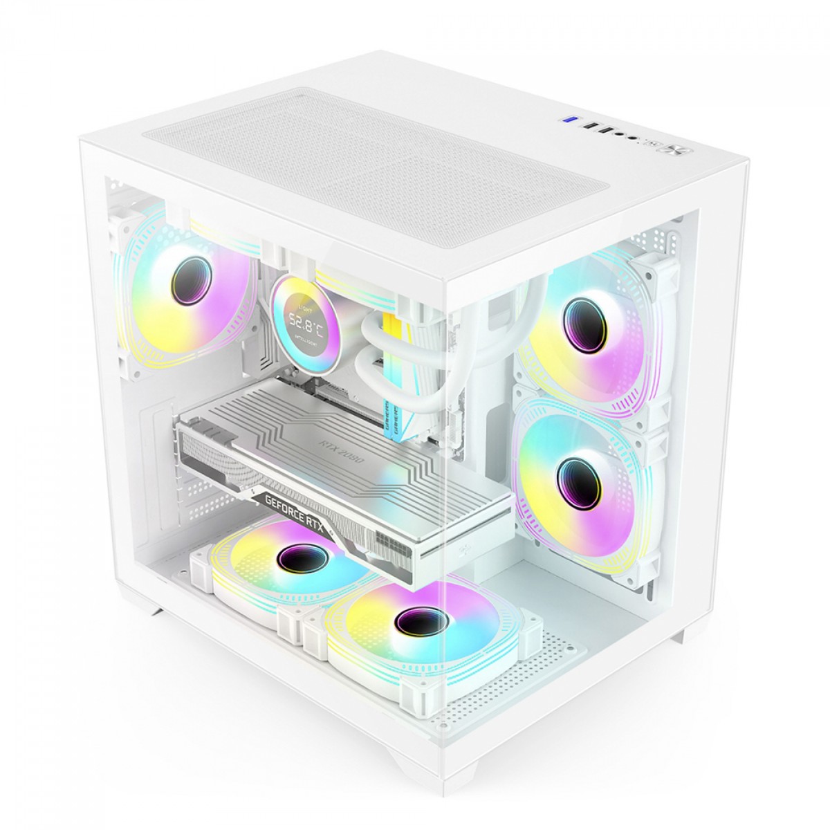 Gabinete Gamer Duex, Mini Tower, Vidro Temperado, M-ATX, Sem Fans, Branco, DXGA275WH S/LOGO 