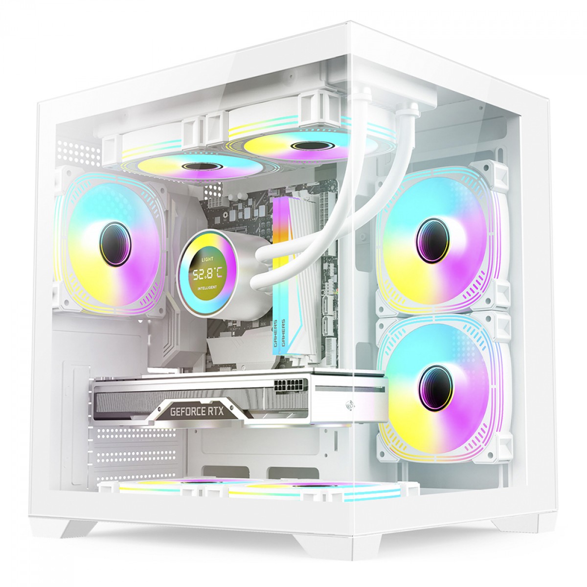 Gabinete Gamer Duex, Mini Tower, Vidro Temperado, M-ATX, Sem Fans, Branco, DXGA275WH S/LOGO 