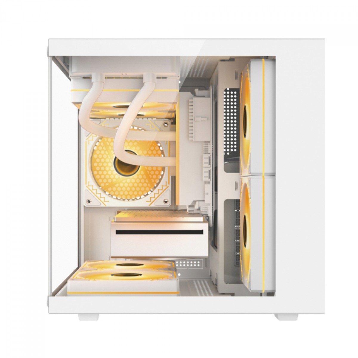Gabinete Gamer Duex, Mini Tower, Vidro Temperado, M-ATX, Sem Fans, Branco, DXGA325WH C/LOGO
