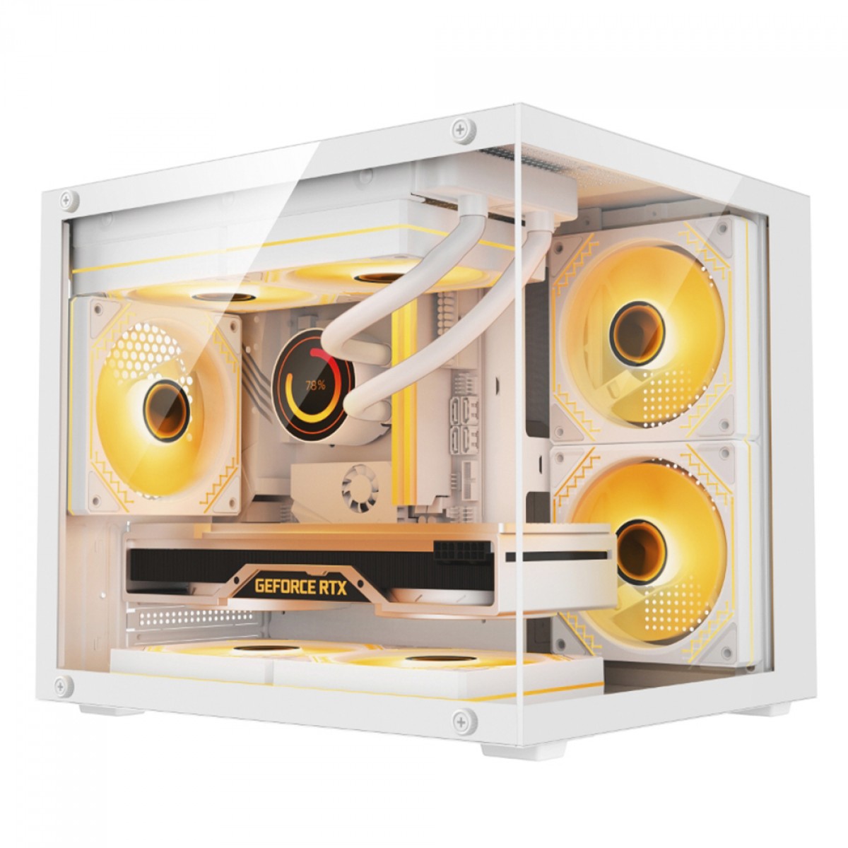 Gabinete Gamer Duex, Mini Tower, Vidro Temperado, M-ATX, Sem Fans, Branco, DXGA325WH