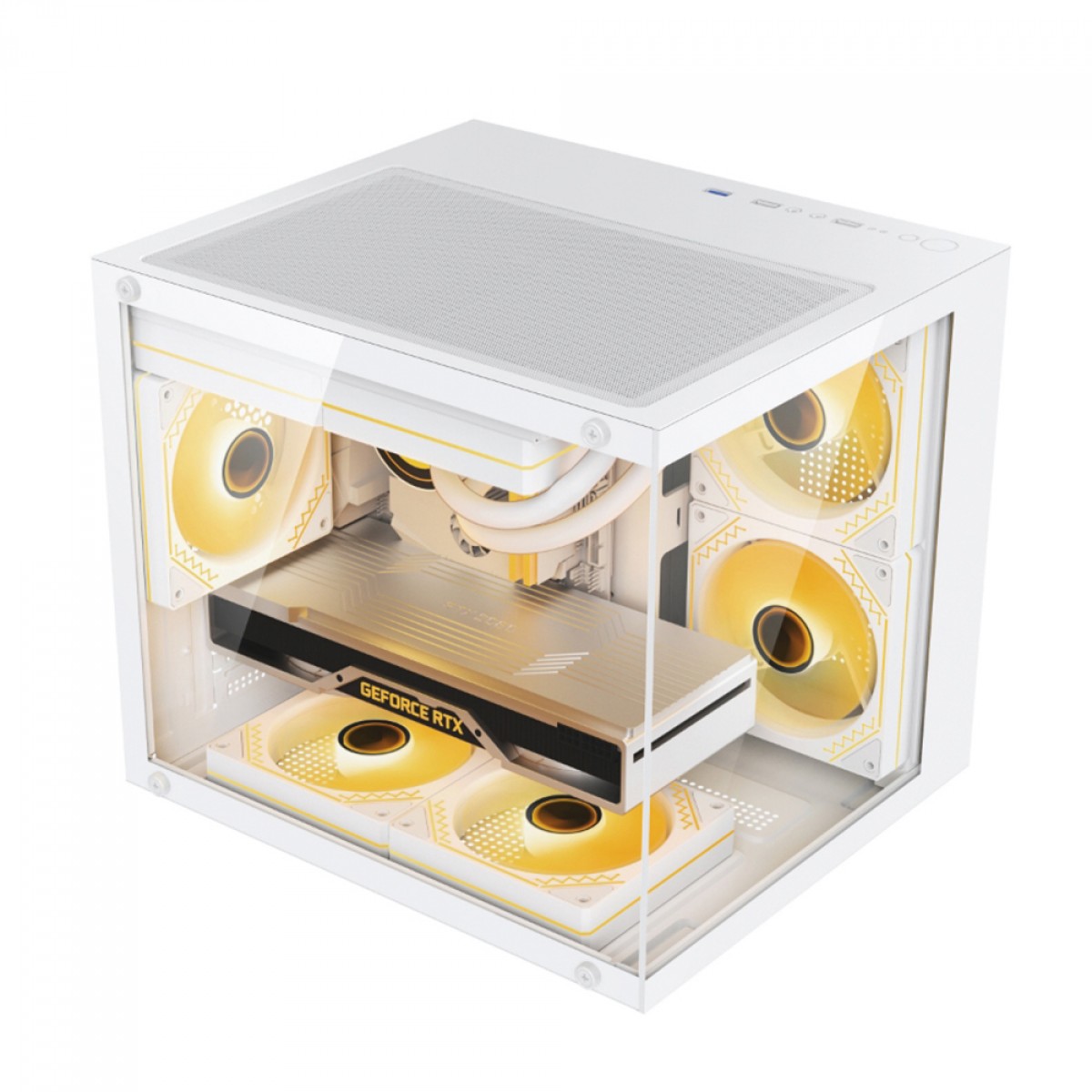 Gabinete Gamer Duex, Mini Tower, Vidro Temperado, M-ATX, Sem Fans, Branco, DXGA325WH