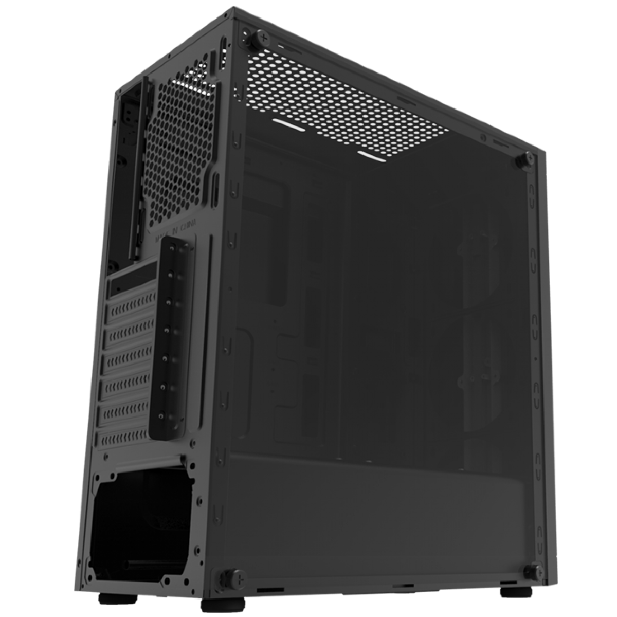 Gabinete Gamer Fantech Strike, Mid Tower, Vidro Temperado, Black, RGB, ATX, Sem Fonte, Sem Fan, CG72