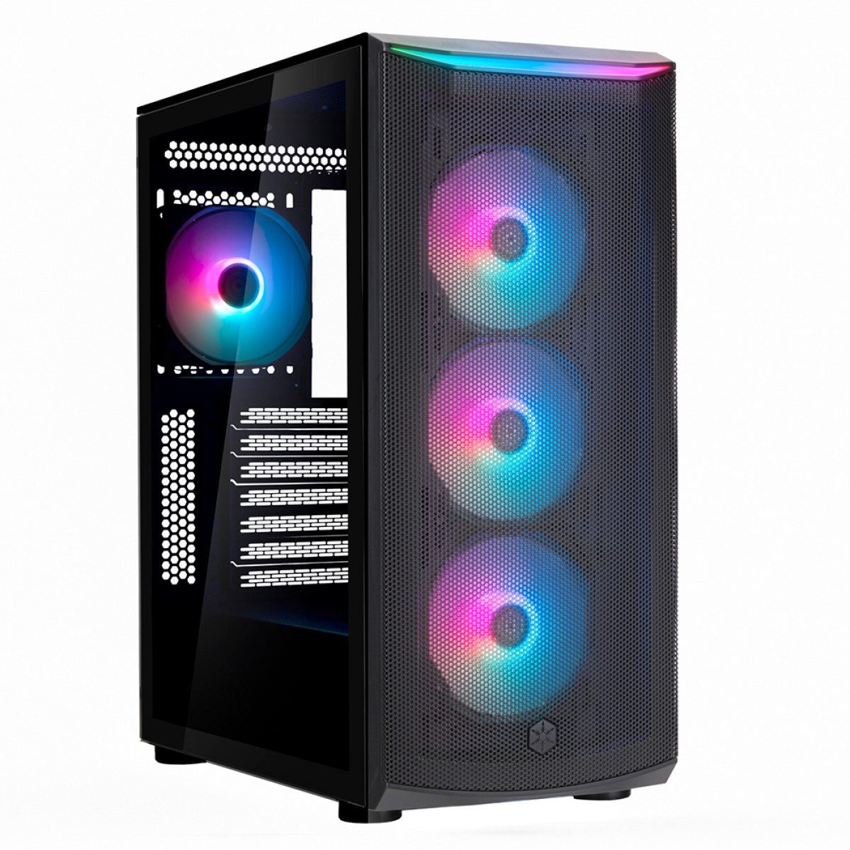 Gabinete Gamer SilverStone Fara 512Z V2, Mid Tower, ARGB, Vidro Temperado, ATX, Preto, Sem Fonte, Com 4 Fans, SST-FA512Z-BG-V2