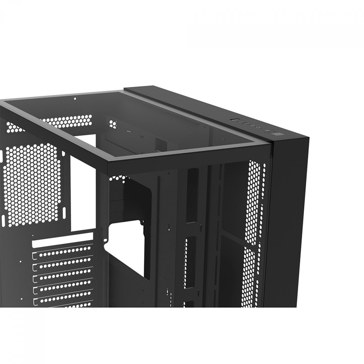 Gabinete Gamer Fortrek Clarity Full Glass Aquário Black, Mid Tower, Vidro Temperado, ATX, Preto, Sem Fonte, Sem Fans