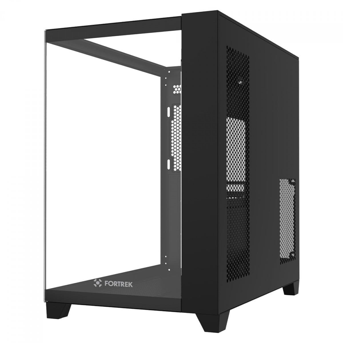 Gabinete Gamer Fortrek Clarity Full Glass Aquário Black, Mid Tower, Vidro Temperado, ATX, Preto, Sem Fonte, Sem Fans