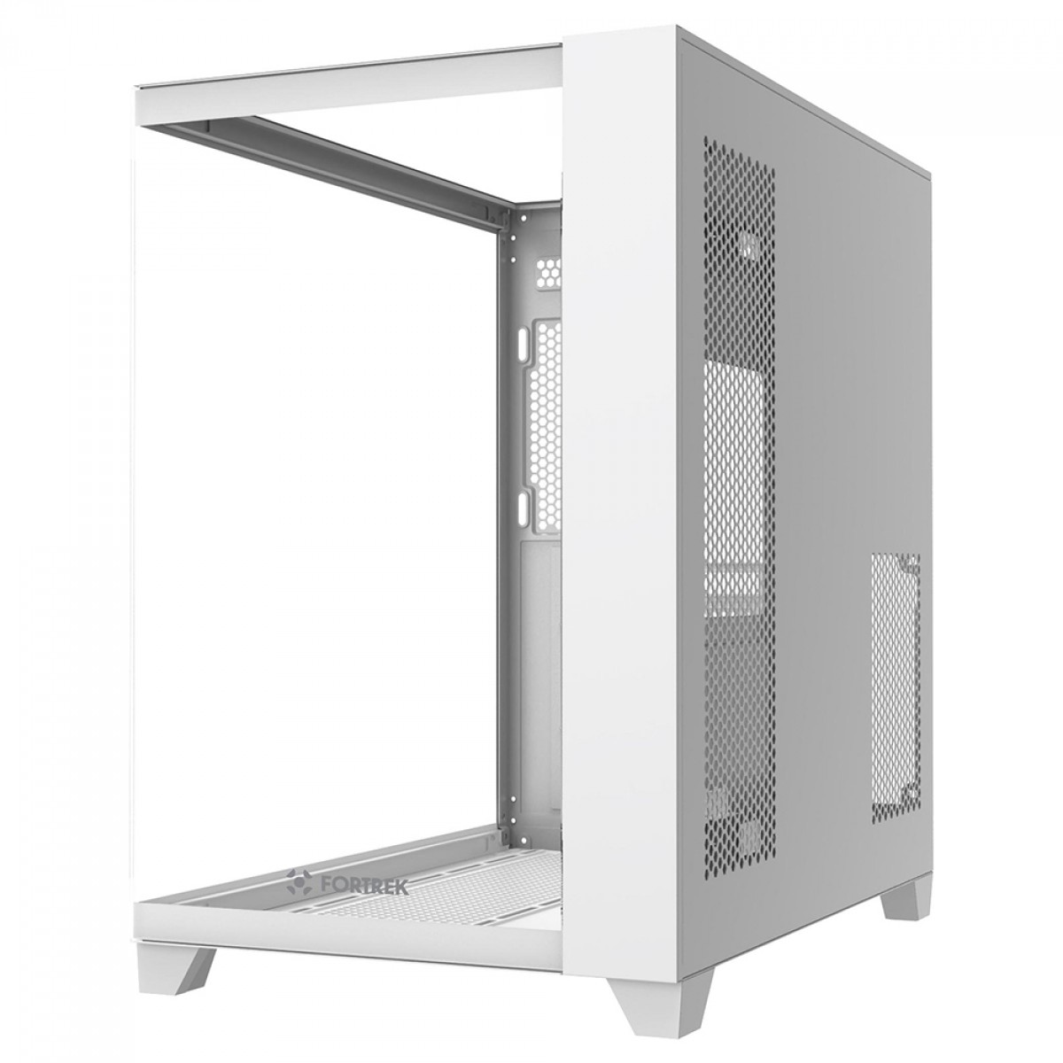 Gabinete Gamer Fortrek Clarity Full Glass Aquário White, Mid Tower, Vidro Temperado, ATX, Branco, Sem Fonte, Sem Fans