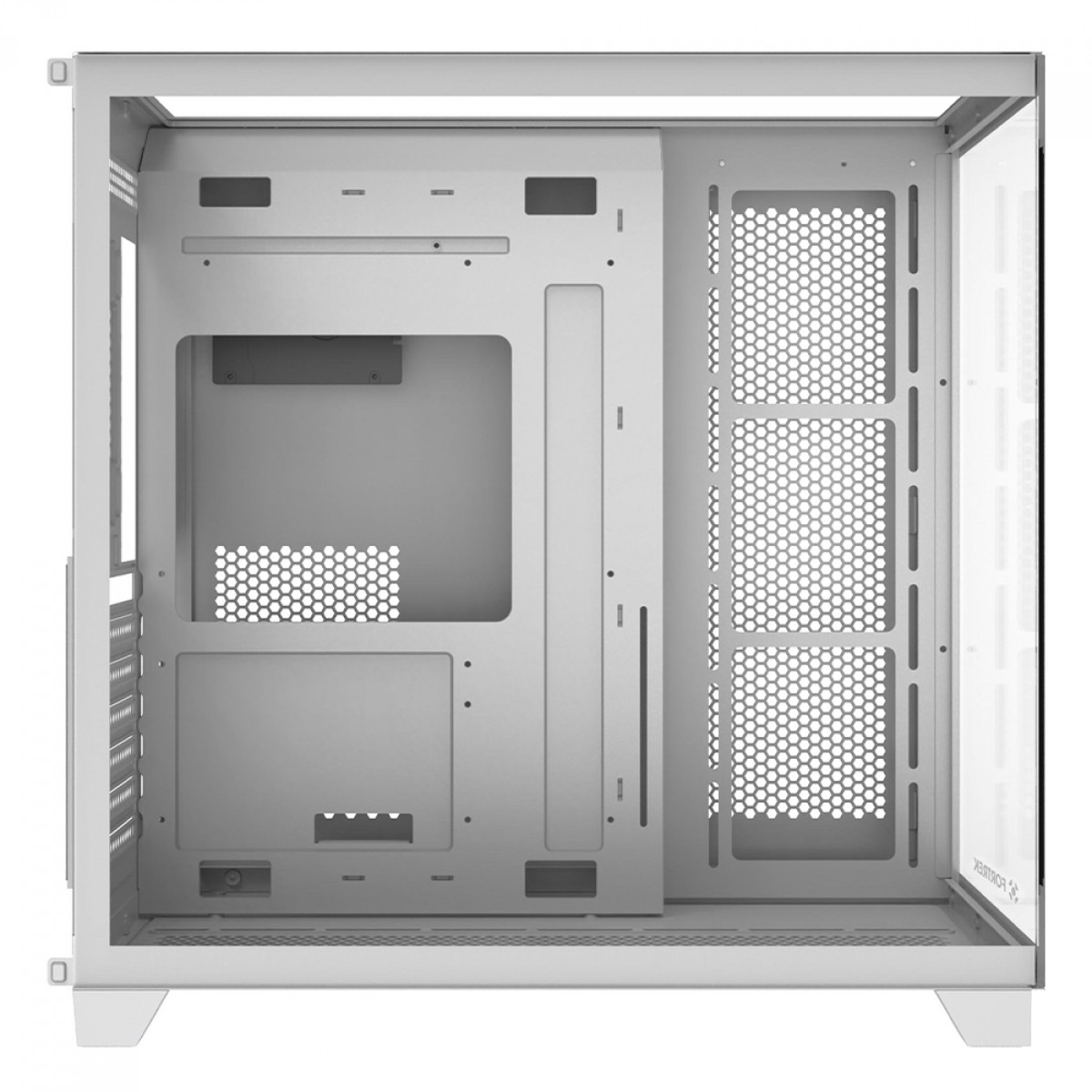 Gabinete Gamer Fortrek Clarity Full Glass Aquário White, Mid Tower, Vidro Temperado, ATX, Branco, Sem Fonte, Sem Fans