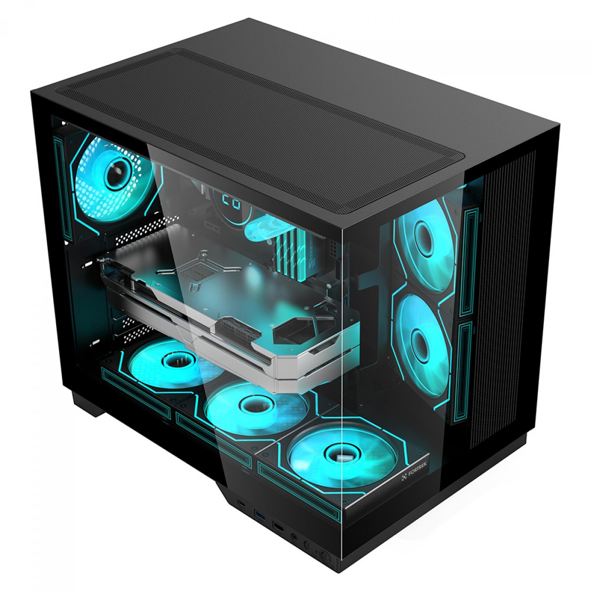 Gabinete Gamer Fortrek Clarity Max, Mid Tower, Vidro Temperado, ATX, Preto, Sem Fonte, Sem Fans