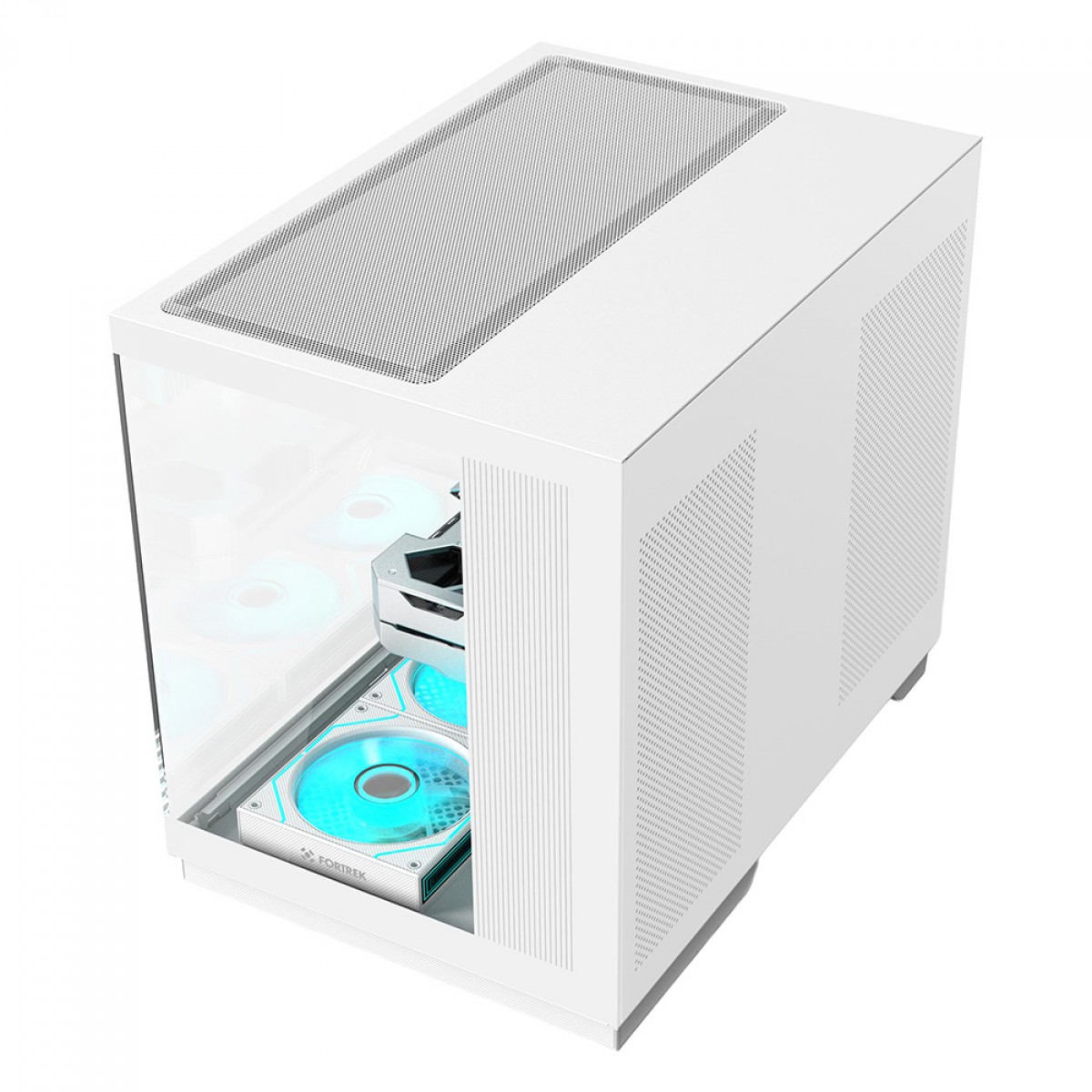 Gabinete Gamer Fortrek Clarity Max White, Mid Tower, Vidro Temperado, ATX, Branco, Sem Fonte, Sem Fans