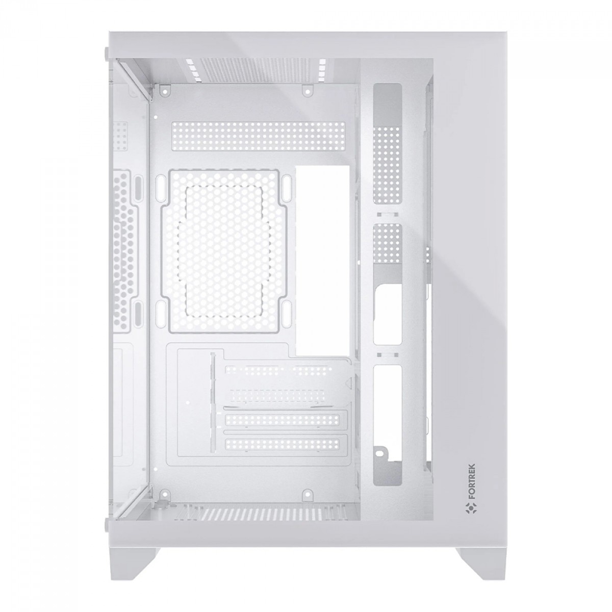 Gabinete Gamer Fortrek Clarity, Mid Tower, Vidro Temperado, MATX, Branco, Sem Fonte, Sem Fans