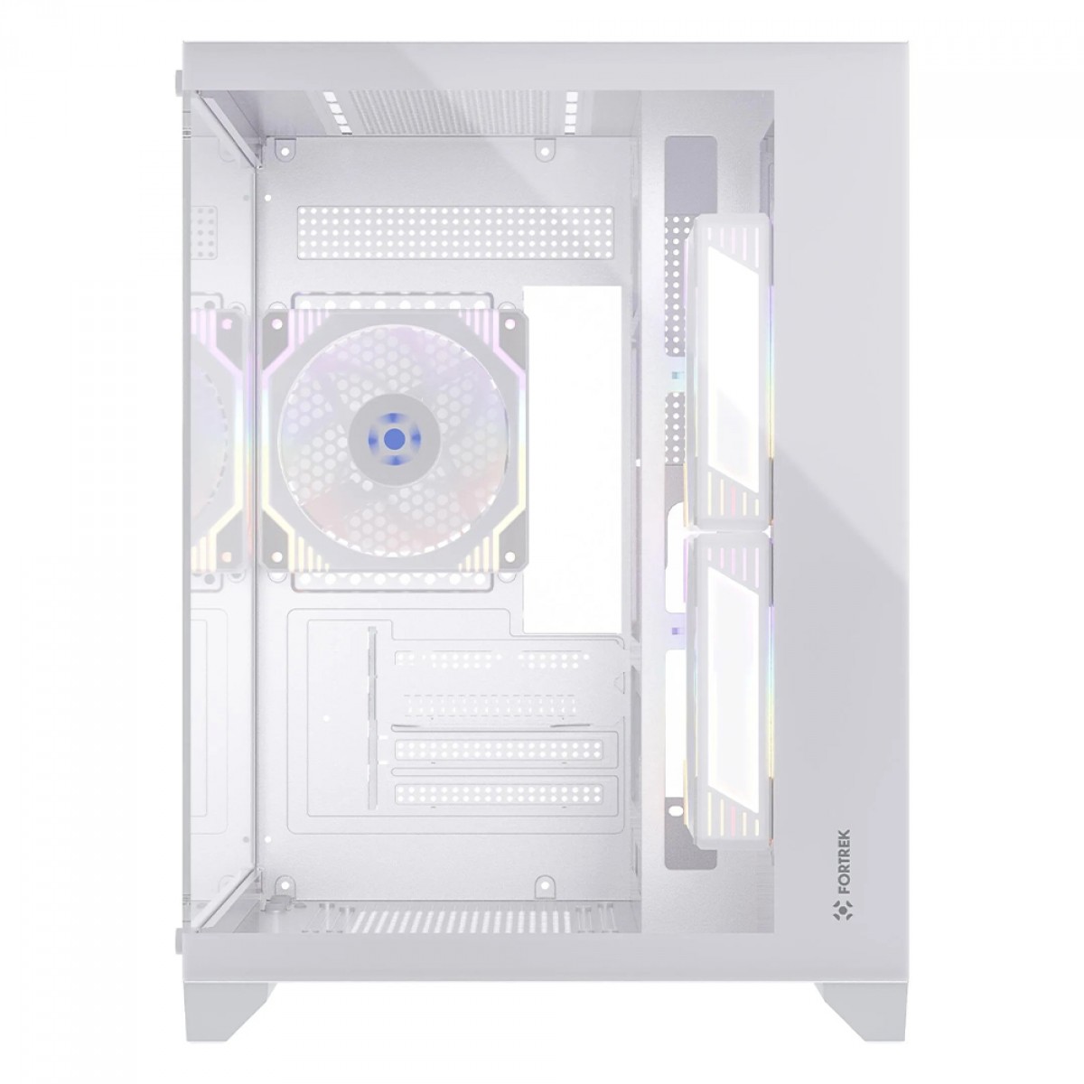 Gabinete Gamer Fortrek Clarity, Mid Tower, Vidro Temperado, MATX, Branco, Sem Fonte, Sem Fans