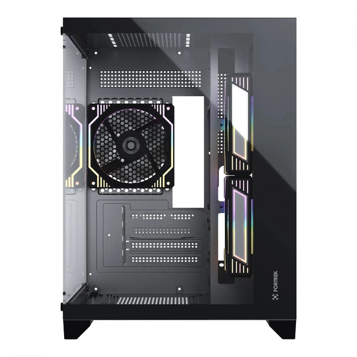 Gabinete Gamer Fortrek Clarity, Mid Tower, Vidro Temperado, MATX, Preto, Sem Fonte, Sem Fans