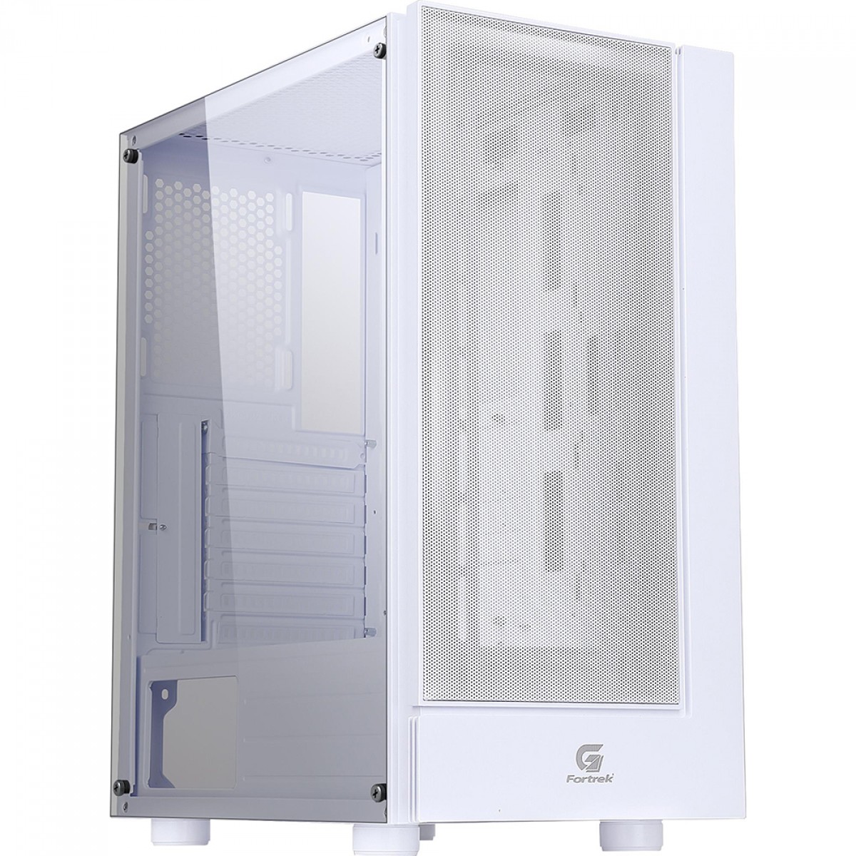 Gabinete Gamer Fortrek Cruiser, Mid Tower, RGB, Vidro Temperado, ATX, White, Sem Fonte, Com 3 Fans