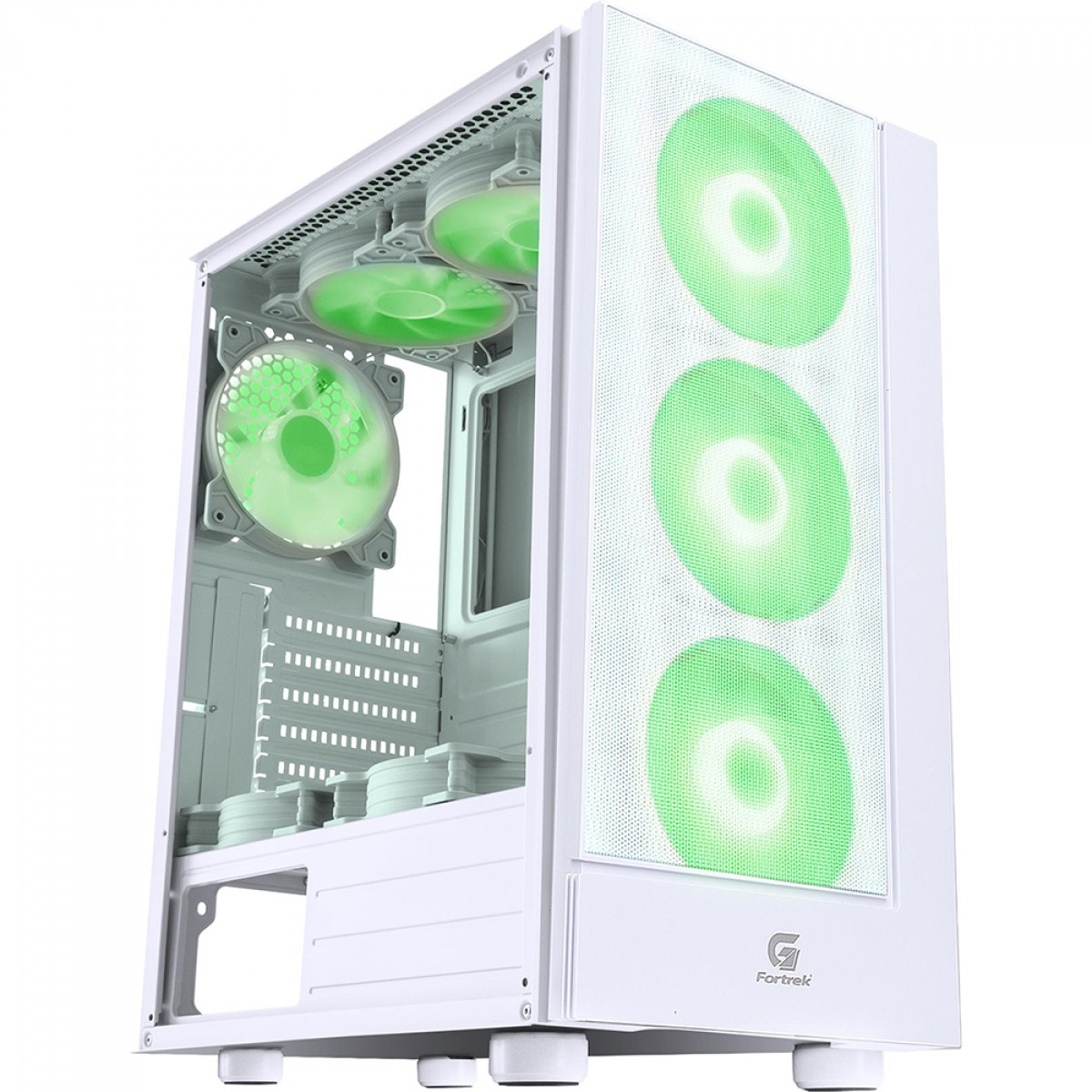 Gabinete Gamer Fortrek Cruiser, Mid Tower, RGB, Vidro Temperado, ATX, White, Sem Fonte, Com 3 Fans