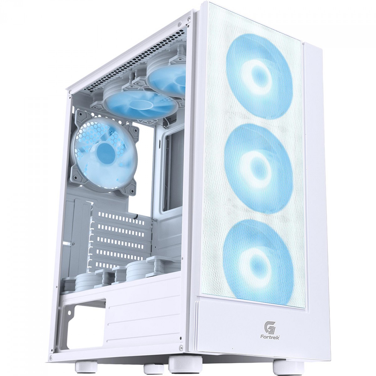 Gabinete Gamer Fortrek Cruiser, Mid Tower, RGB, Vidro Temperado, ATX, White, Sem Fonte, Com 3 Fans