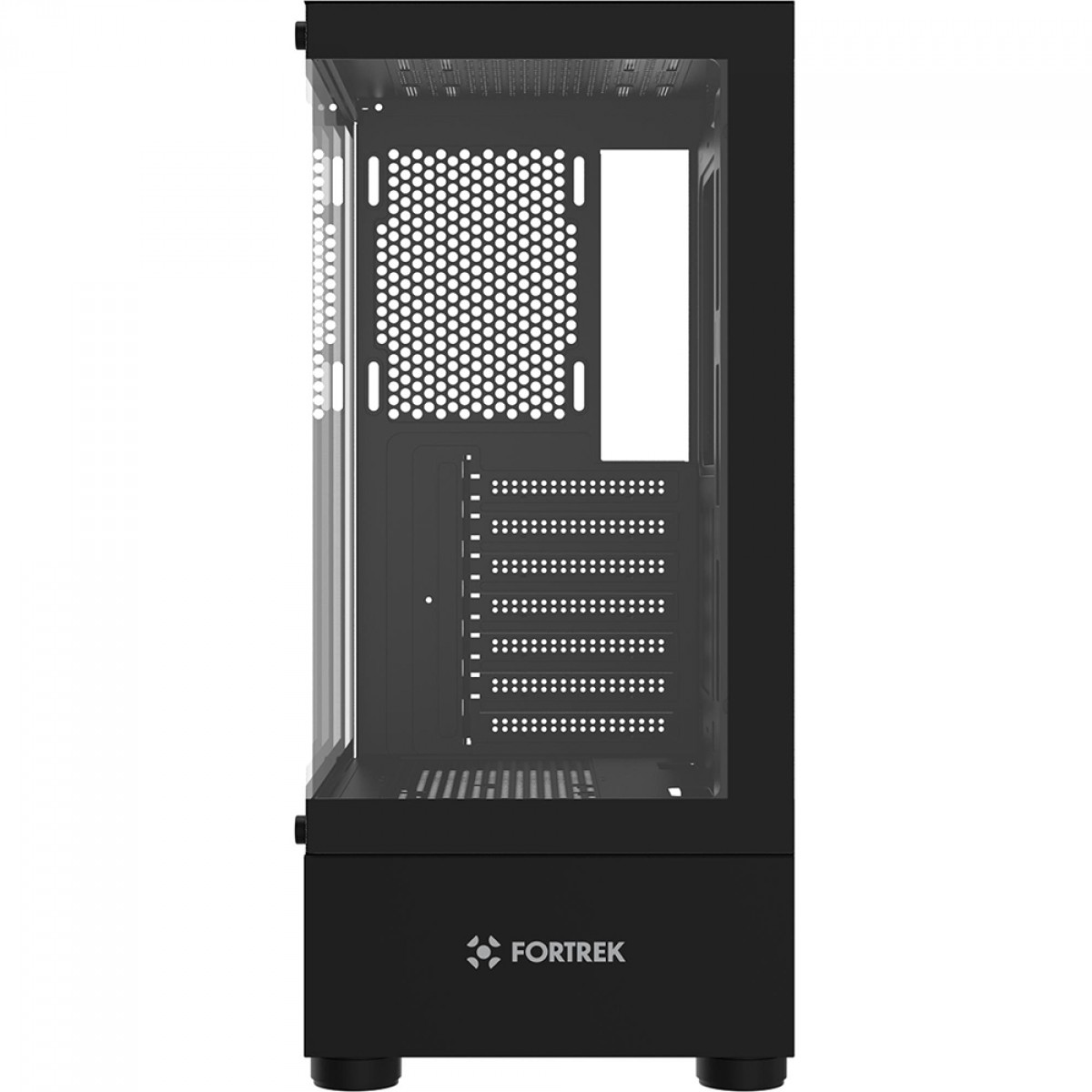 Gabinete Gamer Fortrek Crystal Black, Mid Tower, Vidro Temperado, ATX, Preto, Sem Fonte, Sem Fans