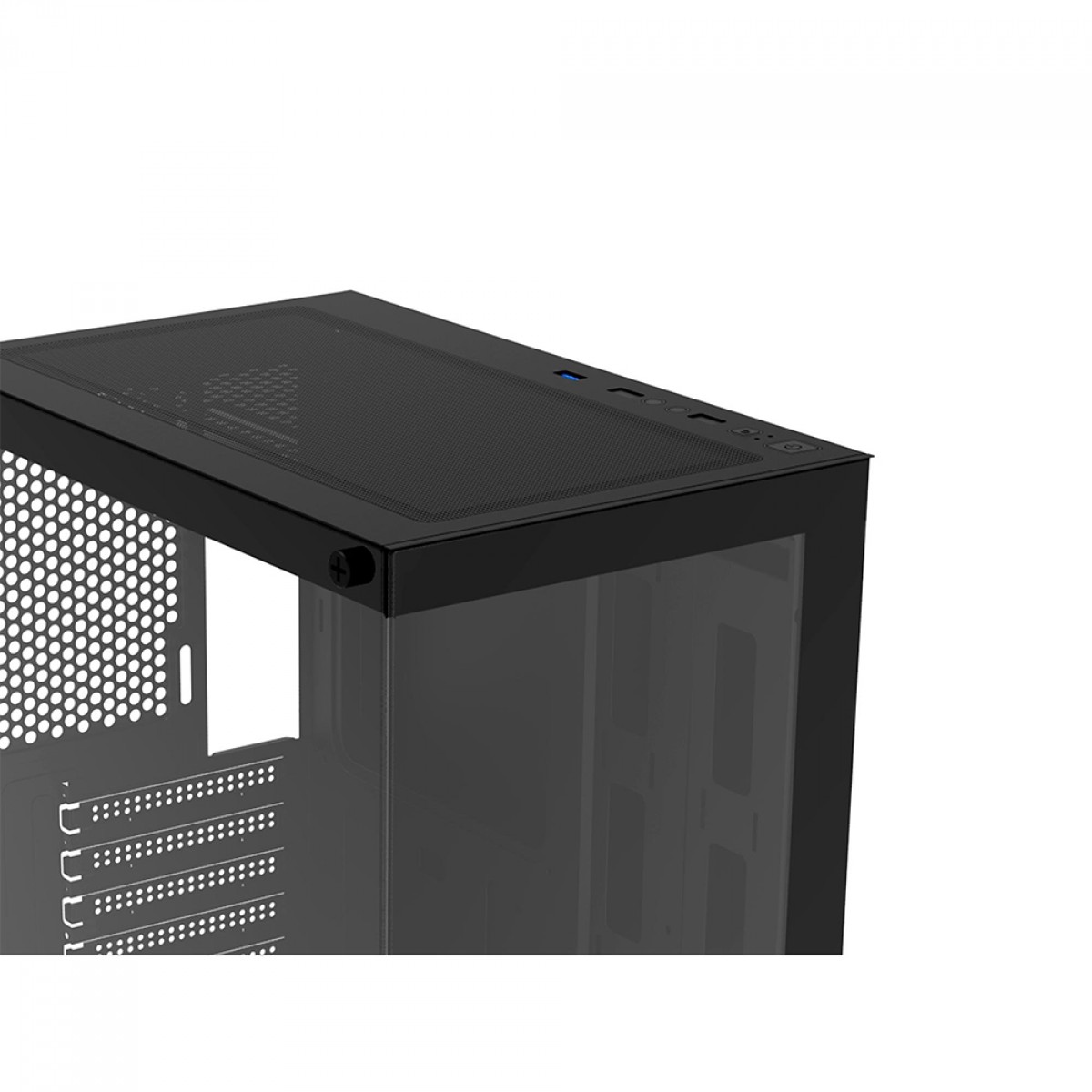 Gabinete Gamer Fortrek Crystal Black, Mid Tower, Vidro Temperado, ATX, Preto, Sem Fonte, Sem Fans
