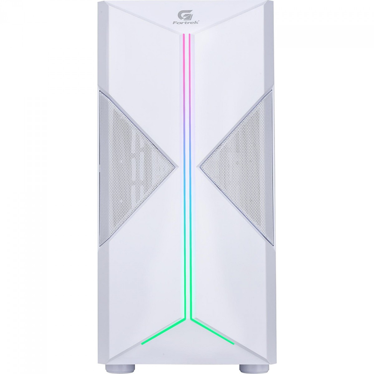 Gabinete Gamer Fortrek Holt, Mid Tower, RGB, Vidro Temperado, ATX, White, Sem Fonte, Sem Fan