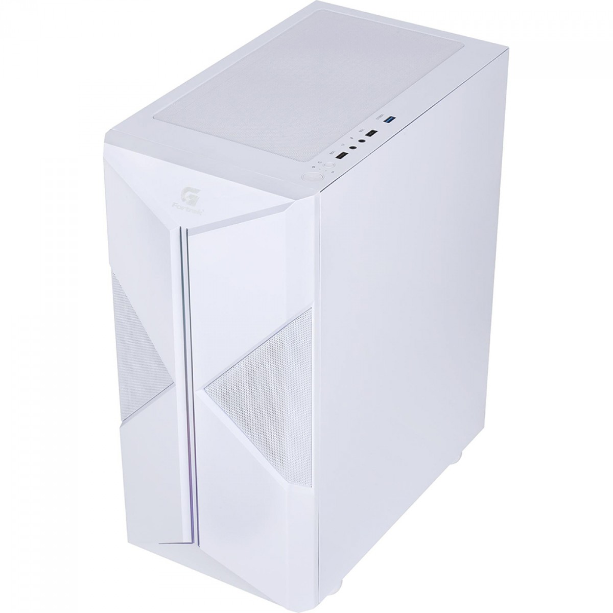 Gabinete Gamer Fortrek Holt, Mid Tower, RGB, Vidro Temperado, ATX, White, Sem Fonte, Sem Fan
