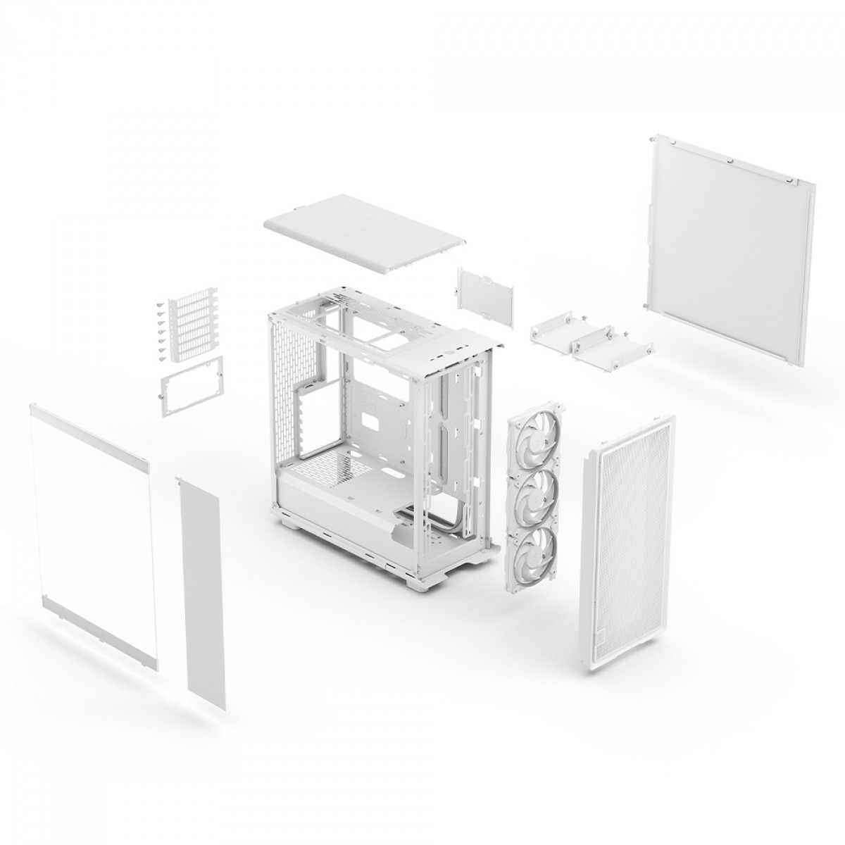 Gabinete Gamer Fractal Design Epoch, RGB, Mid Tower, Vidro Temperado, ATX, Sem Fonte, Com 3 Fans, Branco, FD-C-EPO1A-05